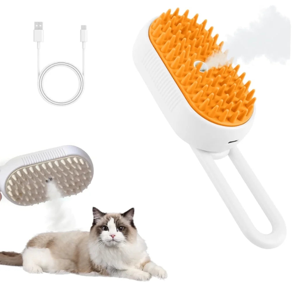 Transform Grooming Time with the 3-in-1 Self-Cleaning Cat Steamer Brush – Comb, Shed, and Pamper Your Pet!