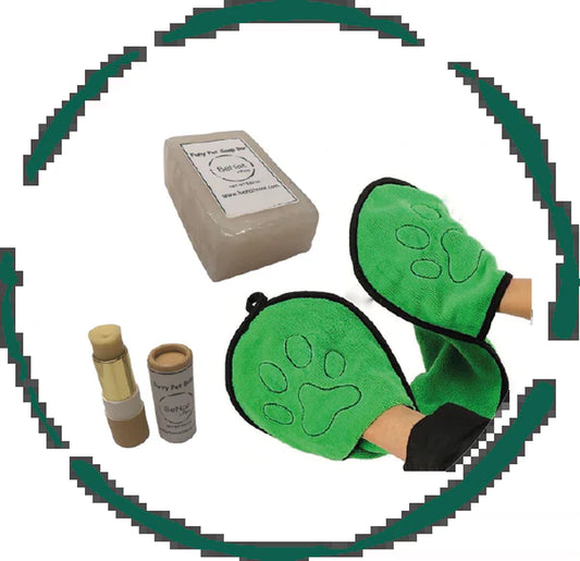 Ultimate 3-Pack Pet Grooming Bundle by BeNat - Natural Shampoo Bar, Eco-Friendly Balm, and Ultra-Absorbent Towel