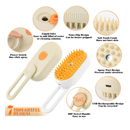 Transform Grooming Time with the 3-in-1 Self-Cleaning Cat Steamer Brush – Comb, Shed, and Pamper Your Pet!