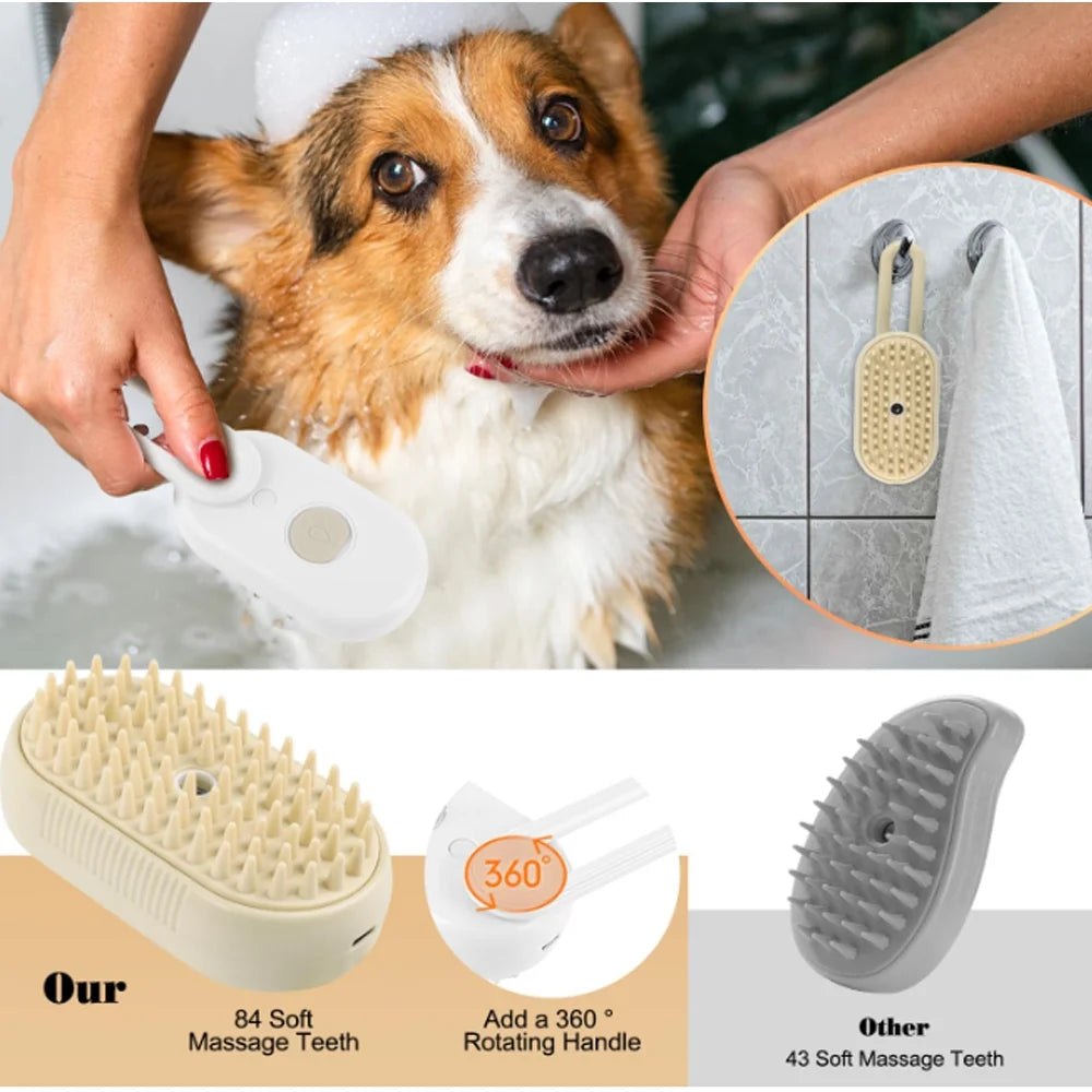 Transform Grooming Time with the 3-in-1 Self-Cleaning Cat Steamer Brush – Comb, Shed, and Pamper Your Pet!