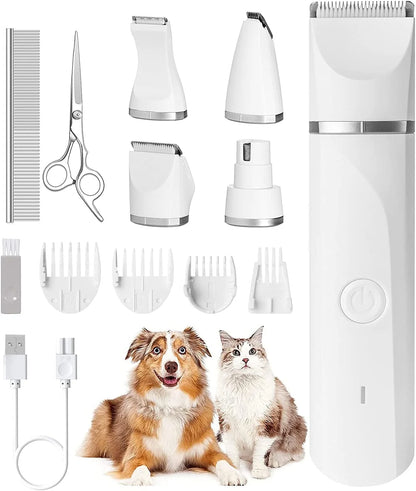 Ultimate Professional Dog Grooming Kit: Rechargeable Low Noise Cordless Clippers with Adjustable Trimmer Heads for Effortless Pet Grooming