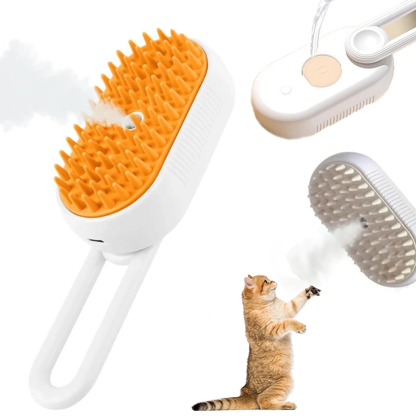 Transform Grooming Time with the 3-in-1 Self-Cleaning Cat Steamer Brush – Comb, Shed, and Pamper Your Pet!