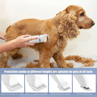 Ultimate Professional Dog Grooming Kit: Rechargeable Low Noise Cordless Clippers with Adjustable Trimmer Heads for Effortless Pet Grooming